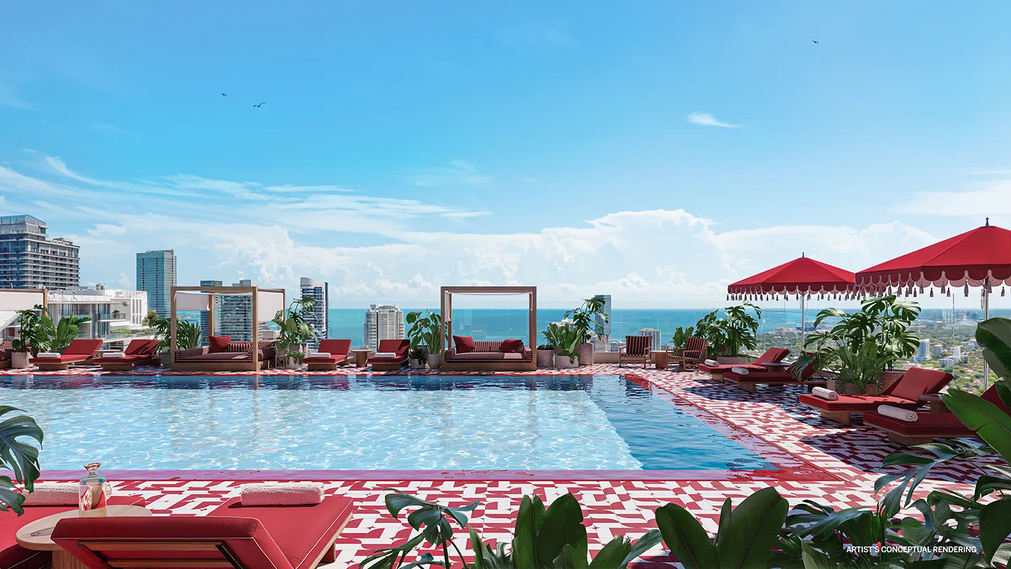 Sieber International Bogotá Colombia 2025 inversión capital dólares The Standard hermosa pisicina en la terraza del edificio con asombrosas vistas